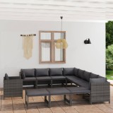 Gossi set mobilier de gradina cu perne, 12 piese, gri, poliratan