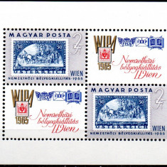 UNGARIA 1965, Expozitia WIPA 1965 Viena, timbru/timbru, MNH, bloc neuzat