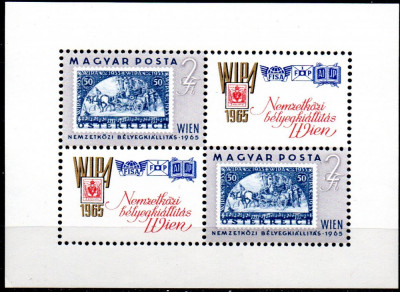 UNGARIA 1965, Expozitia WIPA 1965 Viena, timbru/timbru, MNH, bloc neuzat foto