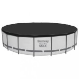 Prelata Piscina Bestway Fast Set Flowclear 555cm, Negru, Compatibila Steel Pro Max &amp; Power Steel, Cu Orificii Scurgere
