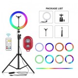 Cumpara ieftin Lampa circulara RGB LED Ring Light,diametru 26 cm + trepied 200 cm + accesorii, Iso