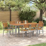 VidaXL Set de masă pentru grădină 9 pcs Gri și maro 200 x 90 x 75 cm