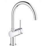 Baterie bucatarie Grohe Minta, monocomanda, pipa inalta, tip C, cartus ceramic, pivotanta, limitator, crom