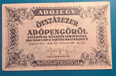 UNGARIA 500.000 FORINT / 1946. foto