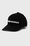 Emporio Armani șapcă din bumbac culoarea negru, cu imprimeu