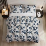 Set Lenjerie de Pat 2 Piese Husa Pilota 120x200 + 1 Fata de Perna 50x70 cu Frunze de Eucalyptus din Polibumbac 70%Bumbac 30%Poliester - Eleganta si Na