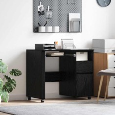 Birou cu Roți Stejar Negru 91 x 50 x 77 cm Lemn compozit