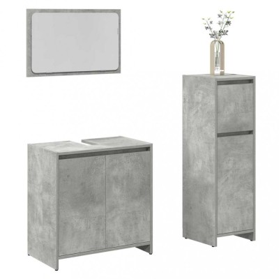 vidaXL Set mobilier de baie, 3 piese, gri beton, lemn compozit 3324852 foto