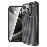 Husa pentru iphone 16 pro, carbonfiber, premium, black