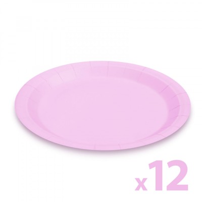 Set farfurii roz din hartie - 23 cm - 12 buc. /pachet Best CarHome foto