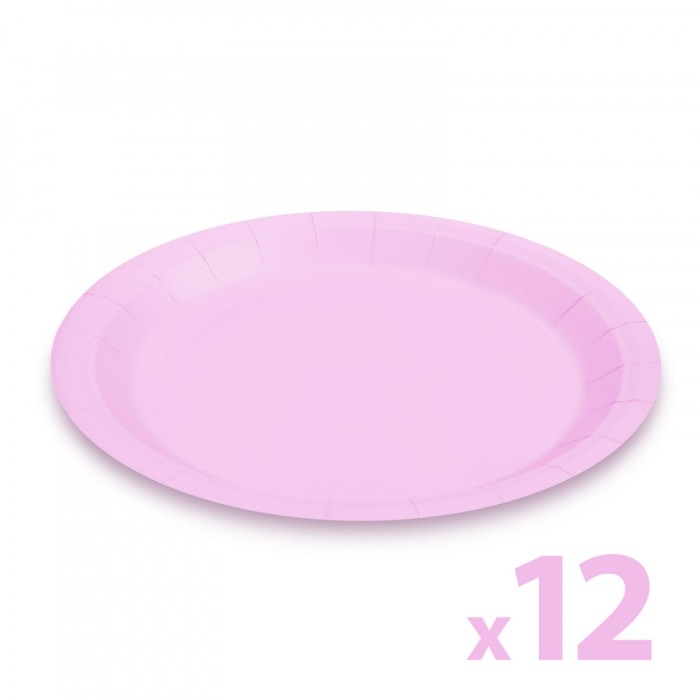 Set farfurii roz din hartie - 23 cm - 12 buc. /pachet Best CarHome