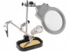 Lupa 90mm cu Suport PCB, Iluminare LED, Fixare Componente, Brat Articulat, Lipire SMD/THT, Alimentare Baterii AAA