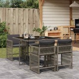 Cumpara ieftin Set mobilier de grădină cu perne, 5 piese, gri, poliratan