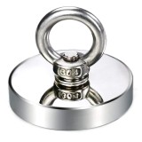 Magnet Neodim Oala D75mm, 200KG, Carlig Inelar, Pescuit Magnetic, Recuperare Obiecte Metalice, Ni+Cu+Ni