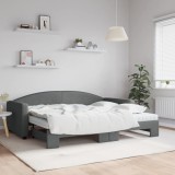 vidaXL Pat de zi cu extensie și saltele, gri &icirc;nchis, 90x200 cm, textil