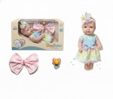 Papusa bebelus 25 cm cu suzeta si fundita