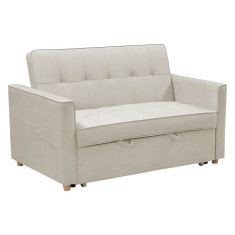 Canapea extensibila 2 locuri Commit din material textil bej-gri 142x93x46+ cm