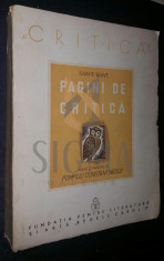 SAINTE-BEUVE, ALESE SI TRADUSE DE POMPILIU CONSTANTINESCU - PAGINI DE CRITICA foto