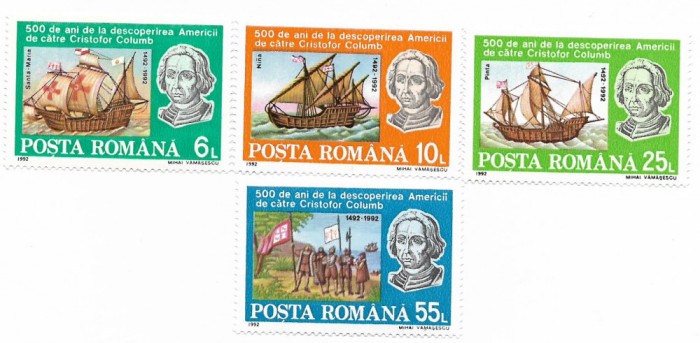 Romania (80) - 500 de ani de la descoperirea Americii, 1992, serie neobliterata