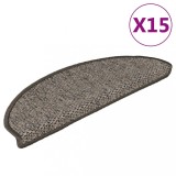 VidaXL Covorașe autoadezive de scări 15 buc. maro bej 65x21x4cm sisal