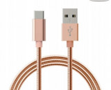 Cablu cu două straturi de 1m USB-C Metallic Pink Gold