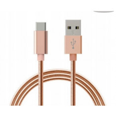 Cablu cu două straturi de 1m USB-C Metallic Pink Gold