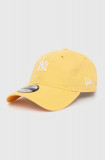 New Era șapcă de baseball din bumbac culoarea galben, cu imprimeu, NEW YORK YANKEES