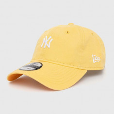 New Era șapcă de baseball din bumbac culoarea galben, cu imprimeu, NEW YORK YANKEES