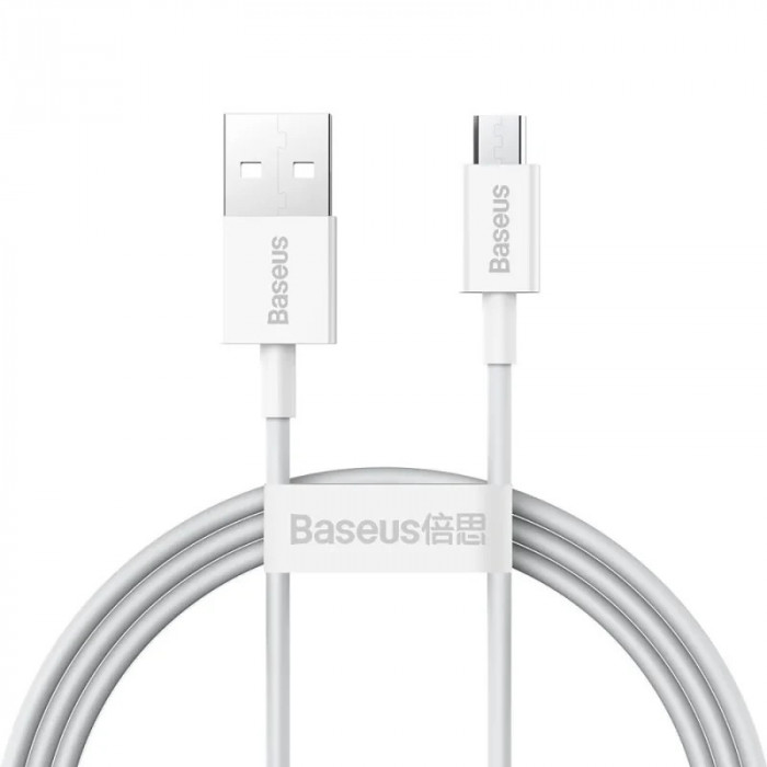 Cablu Alimentare si Date Baseus Superior Fast Charging USB la Micro-USB 2A 1m Alb