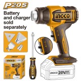 Pistol cu aer cald 20 v, ideal pentru decapare, dezlipire si uscare rapida - Ingco HGLI2006