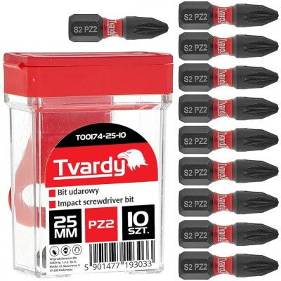 Set biti de impact PZ2, 25 mm S2, 10 bucati, Tvardy T00174-25-10 foto