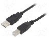 Cablu USB A mufa, USB B mufa, USB 2.0, lungime 3m, negru, AKYGA - AK-USB-12