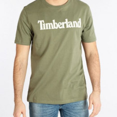 Tricou barbati cu imprimeu cu logo din bumbac, Verde S, Verde, S INTL