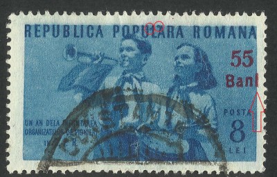 EROARE 1952 LP 305-1 AN ORGANIZATIEI DE PIONIERI SUPRATIPAR -STAMPILAT foto