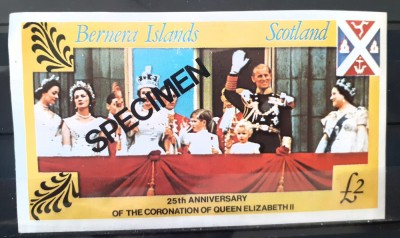 Bernera island a 25 anniv. A reginei Elisabeta Ii bloc nedant Specimen mnh foto