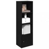 Biblioteca Stejar Negru, 31x24x102 cm, Lemn Prelucrat, Rafturi Depozitare, Dulap cu Usa, Multifunctionala