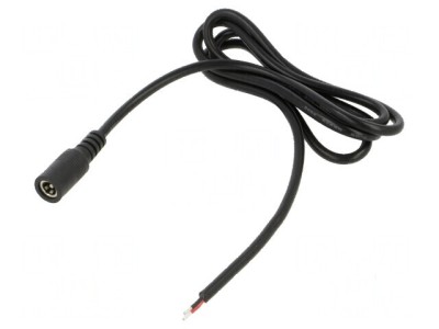Cablu DC 5,5/2,1 soclu drept 2x0,5mm2 negru 1m -20&amp;divide;80&amp;deg;C foto