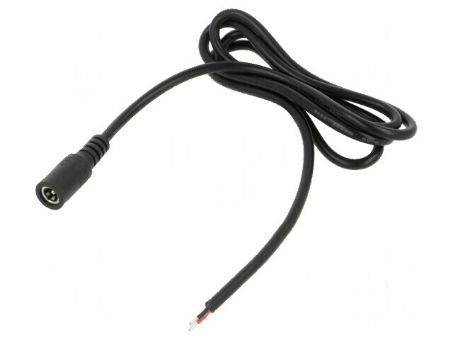 Cablu DC 5,5/2,1 soclu drept 2x0,5mm2 negru 1m -20&divide;80&deg;C