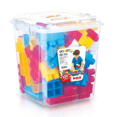 Cuburi mari de construit in cutie - 100 piese PlayLearn Toys foto