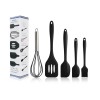 Set 5 ustensile de bucatarie, Termorezistente, Negru