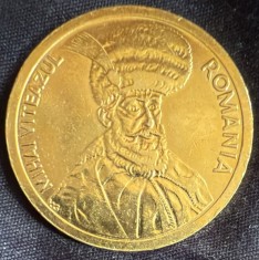 MONEDA ROMANIA 100 LEI 1994, MIHAI VITEAZUL / OTEL,NICHEL INNOBILAT CU AUR SI RODIU/ Masa 8,75 g si 29 mm. d.