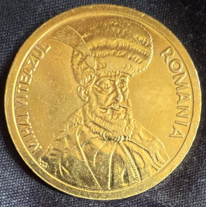MONEDA ROMANIA 100 LEI 1994, MIHAI VITEAZUL / OTEL,NICHEL INNOBILAT CU AUR SI RODIU/ Masa 8,75 g si 29 mm. d.