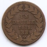 Franta 1 decime 1815 BB - Napoleon I, Litera N, Bronz, 20 g, 32 mm, KM-701 (1), Europa