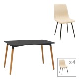 Cumpara ieftin Set masa si scaune 5 piese Natali-Noor Alb 120x80x76 cm