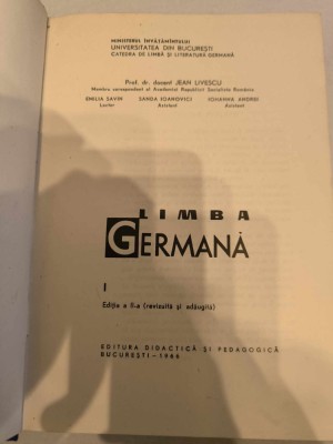 LIMBA GERMANA , VOL. I , ED. a II a revizuita si adaugita de JEAN LIVESCU foto