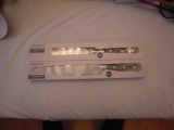 SET cutit de transat din inox cu lama de 20 cm, manerul de 12.2 cm si furculita pentru servit friptura din inox ERNESTO, SIGILATE