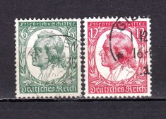 ✅ (S43) Germania Reich 1934 &quot;175 ani nastere Shiller &quot; serie completa Michel 554/555, stampilate