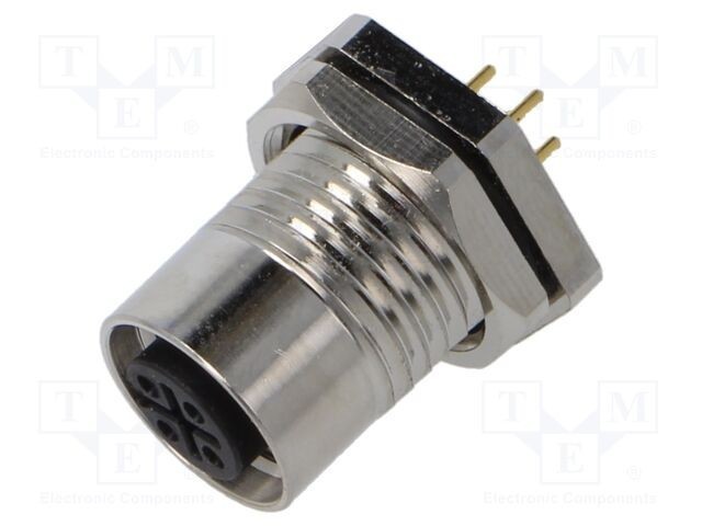 Conector M12 soclu mamă 4 pini 4A 250V IP67 drept THT LUTRONIC