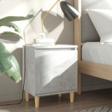 vidaXL Noptiere cu picioare lemn masiv, 2 buc., gri beton, 40x30x50 cm