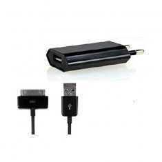 Adaptor priza usb iprotect 1a + cablu apple iphone 4/4s negru foto